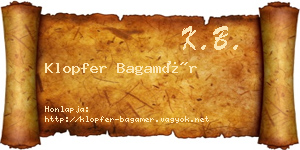 Klopfer Bagamér névjegykártya